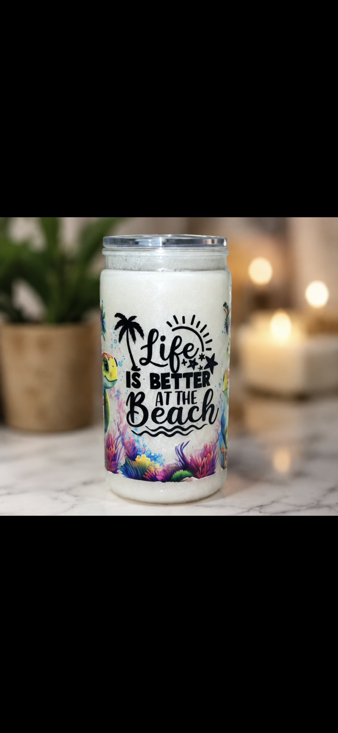 🌴 Life Is Better At The Beach Snow Globe Tumbler – 16 oz